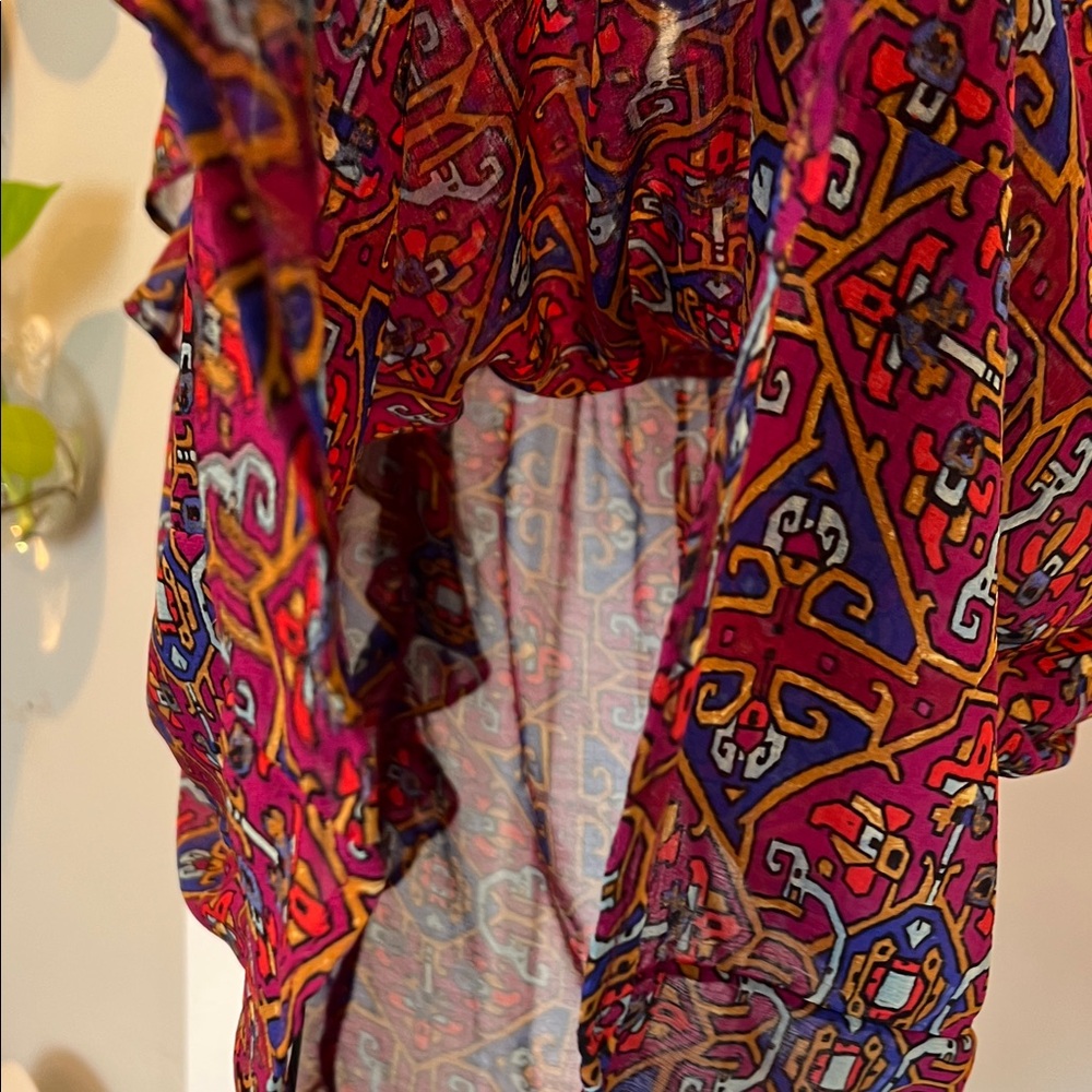 Anthropologie Red and Blue Patterned Blouse - Picture 5 of 6